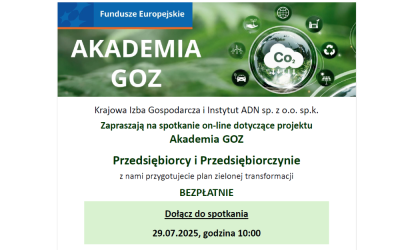 Zaproszenie na spotkanie on-line dotyczące projektu Akademia GOZ
